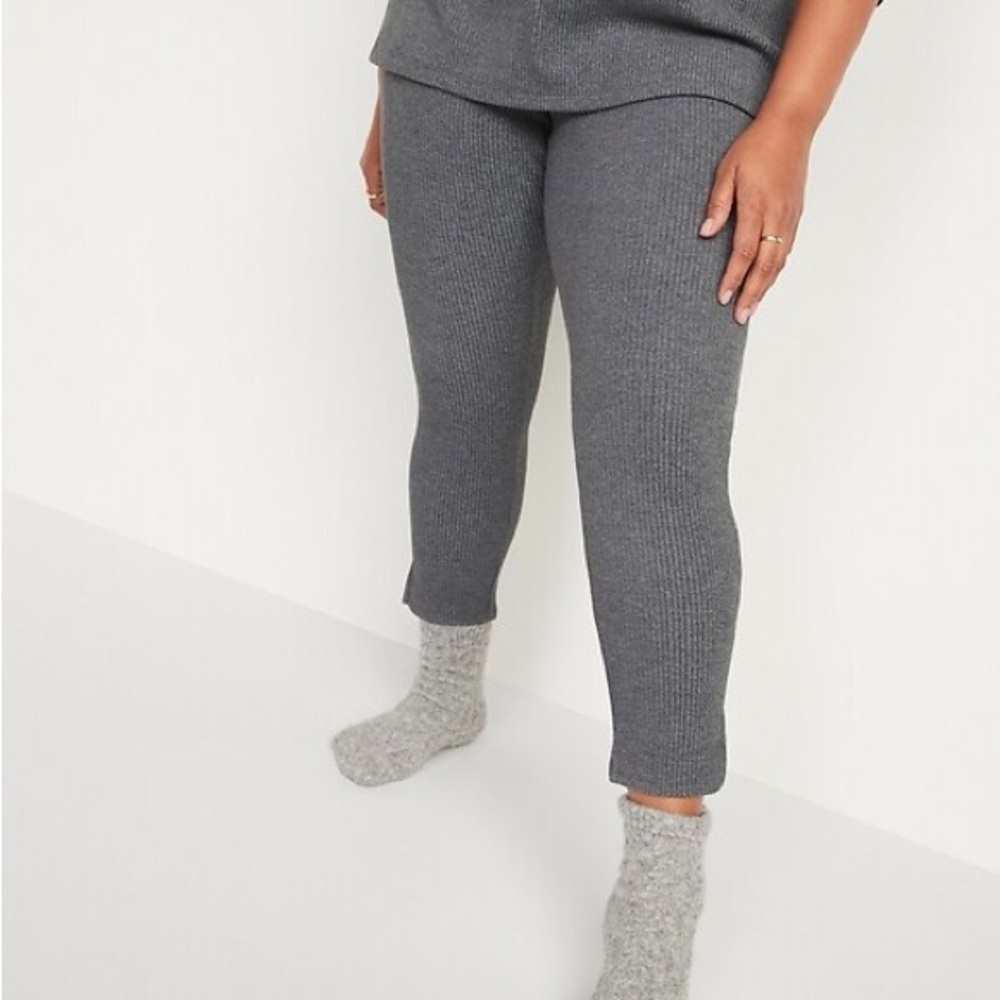 OLD NAVY Plush Cozy Rib Knit Legging Lounge Pants Size 4X High Rise Grey NEW